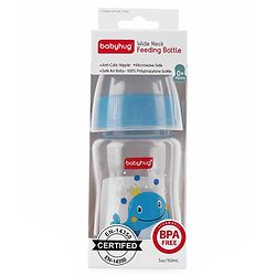 Babyhug Wide Neck Sterilizable Polypropylene Feeding Bottle Blue - 150 ml