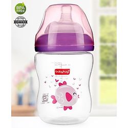 Babyhug Wide Neck Sterilizable Polypropylene Feeding Bottle Pink - 250 ml