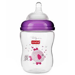 Babyhug Wide Neck Sterilizable Polypropylene Feeding Bottle Pink - 250 ml