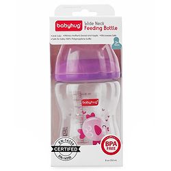 Babyhug Wide Neck Sterilizable Polypropylene Feeding Bottle Pink - 250 ml