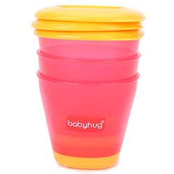 Babyhug 150 ml Weaning Pots Set of 3 - Pink Yellow