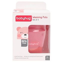 Babyhug 150 ml Weaning Pots Set of 3 - Pink Yellow