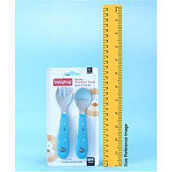Babyhug Ergo Grip Stainless Steel Spoon & Fork Set - Blue