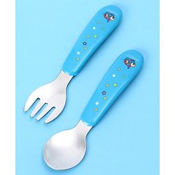 Babyhug Ergo Grip Stainless Steel Spoon & Fork Set - Blue