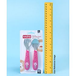Babyhug Ergo Grip Stainless Steel Spoon & Fork Set - Blue