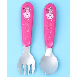 Babyhug Ergo Grip Stainless Steel Spoon & Fork Set - Blue