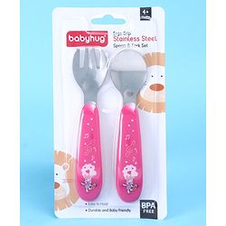 Babyhug Ergo Grip Stainless Steel Spoon & Fork Set - Blue