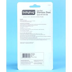 Babyhug Ergo Grip Stainless Steel Spoon & Fork Set - Blue
