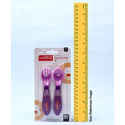 Babyhug Ergo Grip Spoon & Fork Set  Purple| BPA-Free| Soft, Easy-Grip Handles| Safe Rounded Edges| Self & Parent Feeding