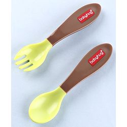 Babyhug Ergo Grip Spoon & Fork Set  Purple| BPA-Free| Soft, Easy-Grip Handles| Safe Rounded Edges| Self & Parent Feeding