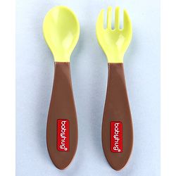 Babyhug Ergo Grip Spoon & Fork Set  Purple| BPA-Free| Soft, Easy-Grip Handles| Safe Rounded Edges| Self & Parent Feeding