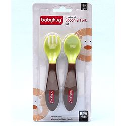 Babyhug Ergo Grip Spoon & Fork Set  Purple| BPA-Free| Soft, Easy-Grip Handles| Safe Rounded Edges| Self & Parent Feeding