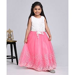 Babyhug Party Wear Sleeveless Embroidered Frock - Pink