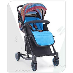Babyhug Rock Star Stroller Cum Rocker With 5 Point Safety Harness - Blue| Reclining Seat| Linked Brake| Adjustable Canopy| Single Hand Fold