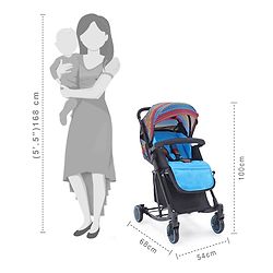 Babyhug Rock Star Stroller Cum Rocker With 5 Point Safety Harness - Blue| Reclining Seat| Linked Brake| Adjustable Canopy| Single Hand Fold