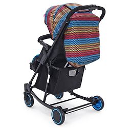 Babyhug Rock Star Stroller Cum Rocker With 5 Point Safety Harness - Blue| Reclining Seat| Linked Brake| Adjustable Canopy| Single Hand Fold