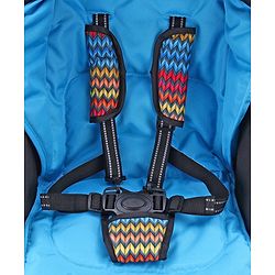Babyhug Rock Star Stroller Cum Rocker With 5 Point Safety Harness - Blue| Reclining Seat| Linked Brake| Adjustable Canopy| Single Hand Fold