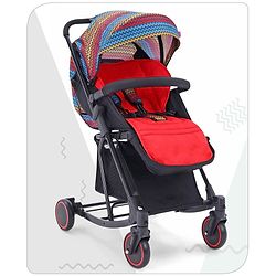 Babyhug Rock Star Stroller Cum Rocker With 5 Point Safety Harness - Red| Reclining Seat| Linked Brake| Adjustable Canopy| Single Hand Fold