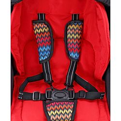 Babyhug Rock Star Stroller Cum Rocker With 5 Point Safety Harness - Red| Reclining Seat| Linked Brake| Adjustable Canopy| Single Hand Fold