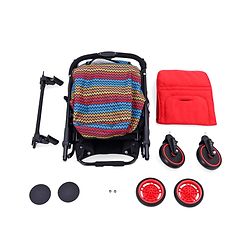 Babyhug Rock Star Stroller Cum Rocker With 5 Point Safety Harness - Red| Reclining Seat| Linked Brake| Adjustable Canopy| Single Hand Fold