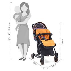 Babyhug Rock Star Stroller Cum Rocker With 5 Point Safety Harness - Red| Reclining Seat| Linked Brake| Adjustable Canopy| Single Hand Fold