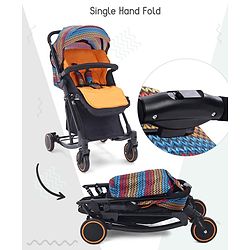 Babyhug Rock Star Stroller Cum Rocker With 5 Point Safety Harness - Red| Reclining Seat| Linked Brake| Adjustable Canopy| Single Hand Fold