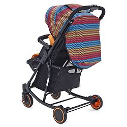Babyhug Rock Star Stroller Cum Rocker With 5 Point Safety Harness - Red| Reclining Seat| Linked Brake| Adjustable Canopy| Single Hand Fold