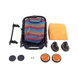 Babyhug Rock Star Stroller Cum Rocker With 5 Point Safety Harness - Red| Reclining Seat| Linked Brake| Adjustable Canopy| Single Hand Fold