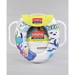 Babyhug Soft Potty Seat With Handle Sea Print - White