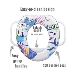 Babyhug Soft Potty Seat With Handle Sea Print - White
