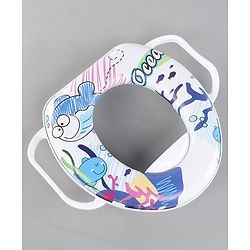 Babyhug Soft Potty Seat With Handle Sea Print - White