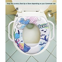 Babyhug Soft Potty Seat With Handle Sea Print - White