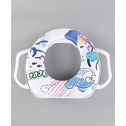 Babyhug Soft Potty Seat With Handle Sea Print - White