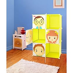 Babyhug 6 Cabinets Detachable Storage Unit Cartoon Print - Green