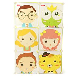 Babyhug 6 Cabinets Detachable Storage Unit Cartoon Print - Green