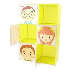 Babyhug 6 Cabinets Detachable Storage Unit Cartoon Print - Green