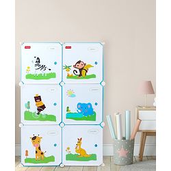 Babyhug 6 Cabinets Detachable Storage Unit Cartoon Print - Green