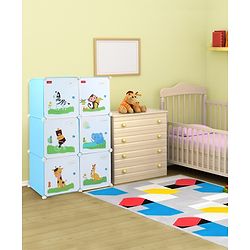Babyhug 6 Cabinets Detachable Storage Unit Cartoon Print - Green