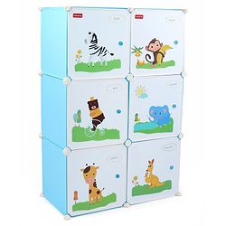 Babyhug 6 Cabinets Detachable Storage Unit Cartoon Print - Green
