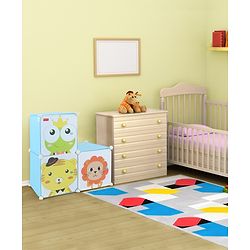 Babyhug 3 Cabinets Detachable Storage Unit Cartoon Print - Blue