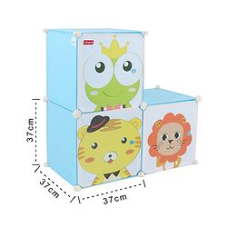 Babyhug 3 Cabinets Detachable Storage Unit Cartoon Print - Blue