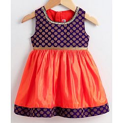 Babyhug Sleeveless Ethnic Dress  - Purple Orange
