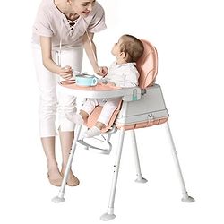 Babyhug 3 in 1 Comfy High Chair - Brown| High Chair, Feeding Chair & Booster Chair| Adjustable Double Food Tray| Removable PU Leather Seat| Safety Harness| Removable Footrest