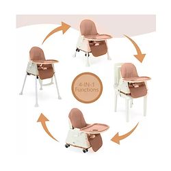 Babyhug 3 in 1 Comfy High Chair - Brown| High Chair, Feeding Chair & Booster Chair| Adjustable Double Food Tray| Removable PU Leather Seat| Safety Harness| Removable Footrest