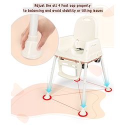Babyhug 3 in 1 Comfy High Chair - Brown| High Chair, Feeding Chair & Booster Chair| Adjustable Double Food Tray| Removable PU Leather Seat| Safety Harness| Removable Footrest