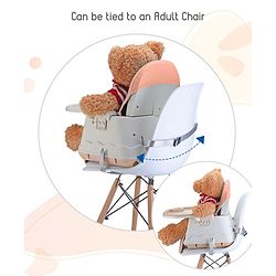 Babyhug 3 in 1 Comfy High Chair - Brown| High Chair, Feeding Chair & Booster Chair| Adjustable Double Food Tray| Removable PU Leather Seat| Safety Harness| Removable Footrest