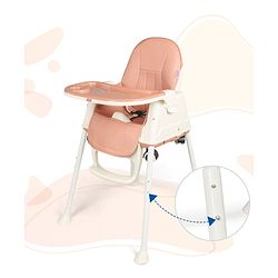 Babyhug 3 in 1 Comfy High Chair - Brown| High Chair, Feeding Chair & Booster Chair| Adjustable Double Food Tray| Removable PU Leather Seat| Safety Harness| Removable Footrest