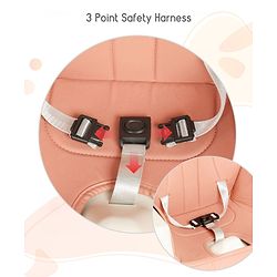 Babyhug 3 in 1 Comfy High Chair - Brown| High Chair, Feeding Chair & Booster Chair| Adjustable Double Food Tray| Removable PU Leather Seat| Safety Harness| Removable Footrest