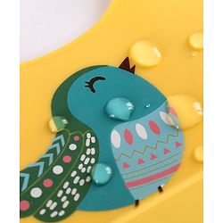 Babyhug Soft Silicone Feeding Bib  Bird Print, Yellow| Waterproof, Tear-Resistant, Easy to Wear| With Deep Crumb Catcher| Adjustable Fit| Foldable & Easy to Carry