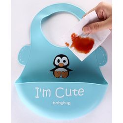 Babyhug Soft Silicone Feeding Bib  Bird Print, Yellow| Waterproof, Tear-Resistant, Easy to Wear| With Deep Crumb Catcher| Adjustable Fit| Foldable & Easy to Carry